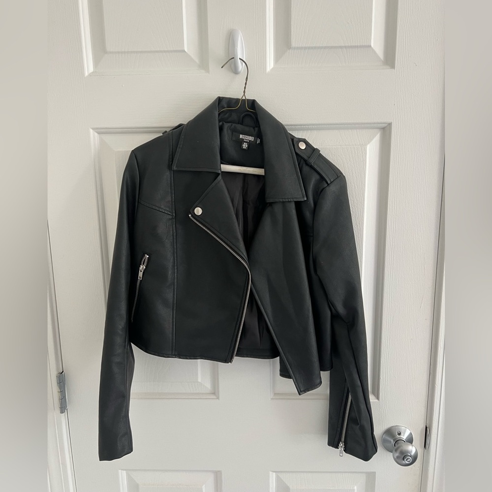 Missguided- Black Faux Leather Biker Jacket